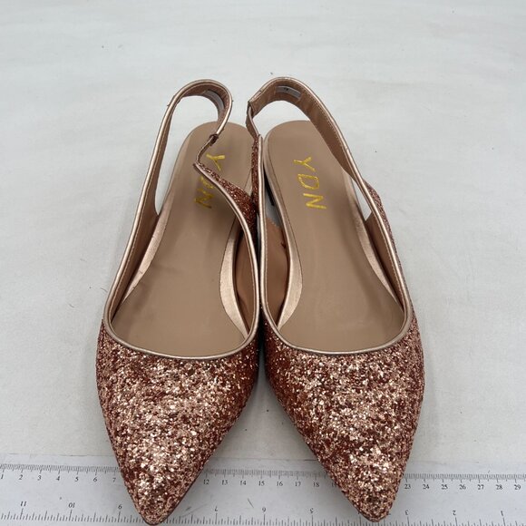 YDN Women's Pointed Toe Slingback Ballet Flats Low Heel Slide Sandals - Picture 2 of 7